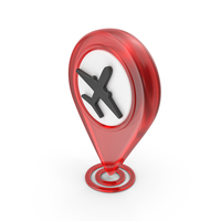 Red Airport Location Pin Symbol PNG & PSD Images