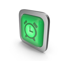 Clock Green Icon Square Button PNG & PSD Images