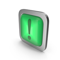 Green Square Exclamation Mark Button Icon PNG & PSD Images
