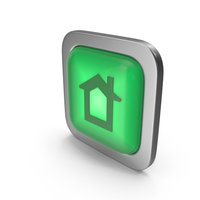 Home Green Icon Square Button PNG & PSD Images