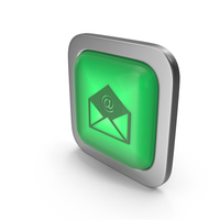Mail Green Icon Square Button PNG & PSD Images