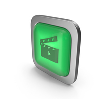 Movie Clapper Open Green Icon Square Button PNG & PSD Images