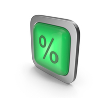 Green Square Percent Button Icon PNG & PSD Images