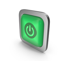 Power On Off Green Icon Square Button PNG & PSD Images