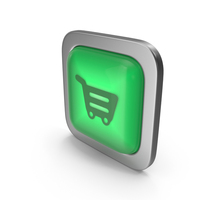 Shopping Cart Green Icon Square Button PNG & PSD Images