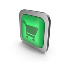 Shopping Cart Green Icon Square Button PNG & PSD Images