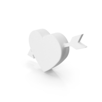 White Heart With Arrow Symbol PNG & PSD Images