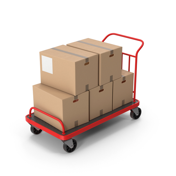 Roller Handcart With Cardboard Boxes PNG & PSD Images