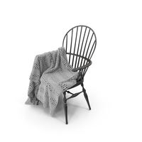 Retro Chair With Knitted Blanket PNG & PSD Images