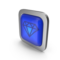 Diamond Blue Icon Square Button PNG & PSD Images