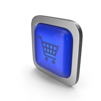 Blue Square Shopping Cart Button Icon PNG & PSD Images