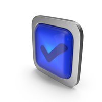 Blue Square Tick Button Icon PNG & PSD Images
