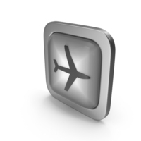 Grayscale Square Airplane Button Icon PNG & PSD Images