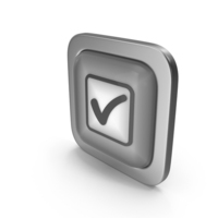 Check Mark Grayscale Icon Square Button PNG & PSD Images