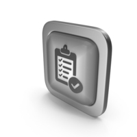 Grayscale Square Checked List Button Icon PNG & PSD Images