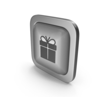 Grayscale Square Gift Button Icon PNG & PSD Images