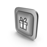 Gift Grayscale Icon Square Button PNG & PSD Images