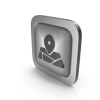 Location On Map Grayscale Icon Square Button PNG & PSD Images