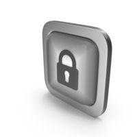 Grayscale Square Lock Button Icon PNG & PSD Images
