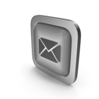 Grayscale Square Mail Button Icon PNG & PSD Images