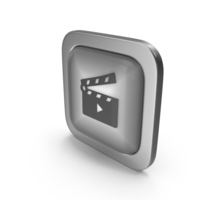 Movie Clapper Open Grayscale Icon Square Button PNG & PSD Images
