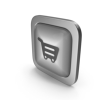 Shopping Cart Grayscale Icon Square Button PNG & PSD Images