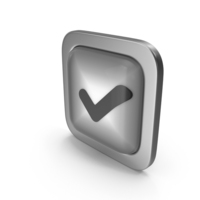 Grayscale Square Tick Button Icon PNG & PSD Images