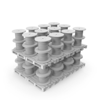 Monochrome Cable Reel Drums On Pallets PNG & PSD Images