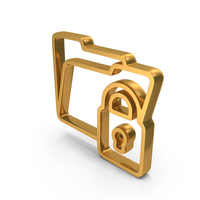 Gold Folder Lock Outline Icon PNG & PSD Images