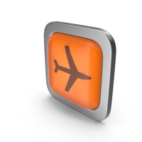 Orange Square Airplane Button Icon PNG & PSD Images
