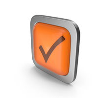 Orange Square Check Mark Button Icon PNG & PSD Images