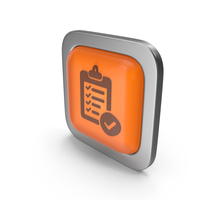Orange Square Checked List Button Icon PNG & PSD Images