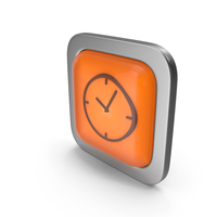 Clock Orange Icon Square Button PNG & PSD Images