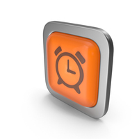 Orange Square Clock Button Icon PNG & PSD Images