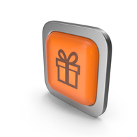 Gift Orange Icon Square Button PNG & PSD Images