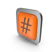 Orange Square Hash Button Icon PNG & PSD Images