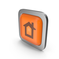 Orange Square Home Button Icon PNG & PSD Images