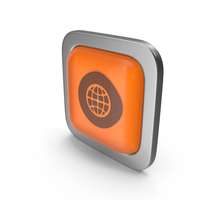 Orange Square Internet Button Icon PNG & PSD Images