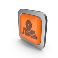Orange Square Location On Map Button Icon PNG & PSD Images