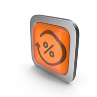Orange Square Reset Percent Button Icon PNG & PSD Images