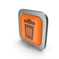 Orange Square Rubbish Bin Button Icon PNG & PSD Images