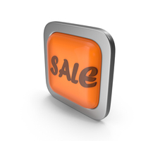 Orange Square Sale Button Icon PNG & PSD Images