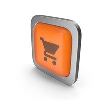 Orange Square Shopping Cart Button Icon PNG & PSD Images