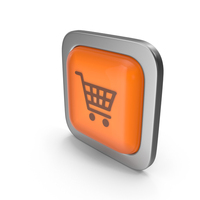 Orange Square Shopping Cart Button Icon PNG & PSD Images