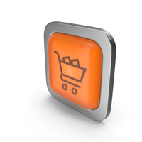 Orange Square Shopping Cart Button Icon PNG & PSD Images