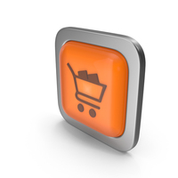 Orange Square Shopping Cart Button Icon PNG & PSD Images