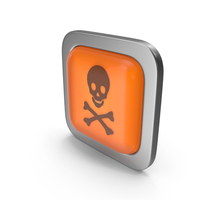 Orange Square Skull And Crossbones Button Icon PNG & PSD Images