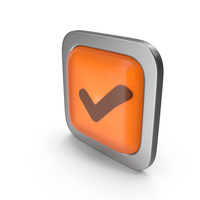Orange Square Tick Button Icon PNG & PSD Images
