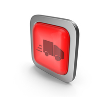 Red Square Delivery Truck Button Icon PNG & PSD Images