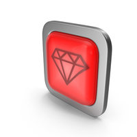 Red Square Diamond Button Icon PNG & PSD Images